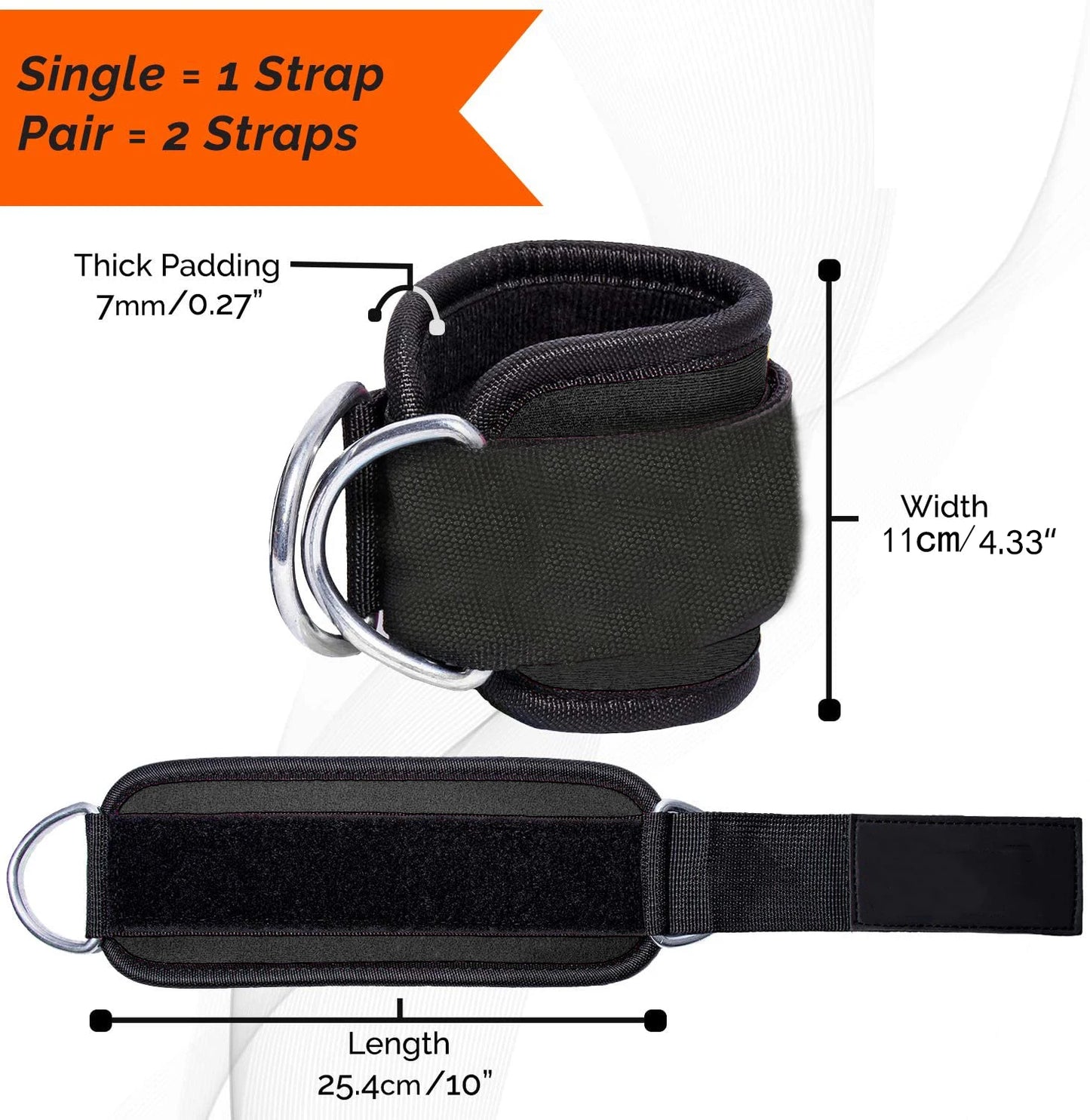 Fitness Adjustable D-Ring Ankle Cuffs Sport Ankle Straps