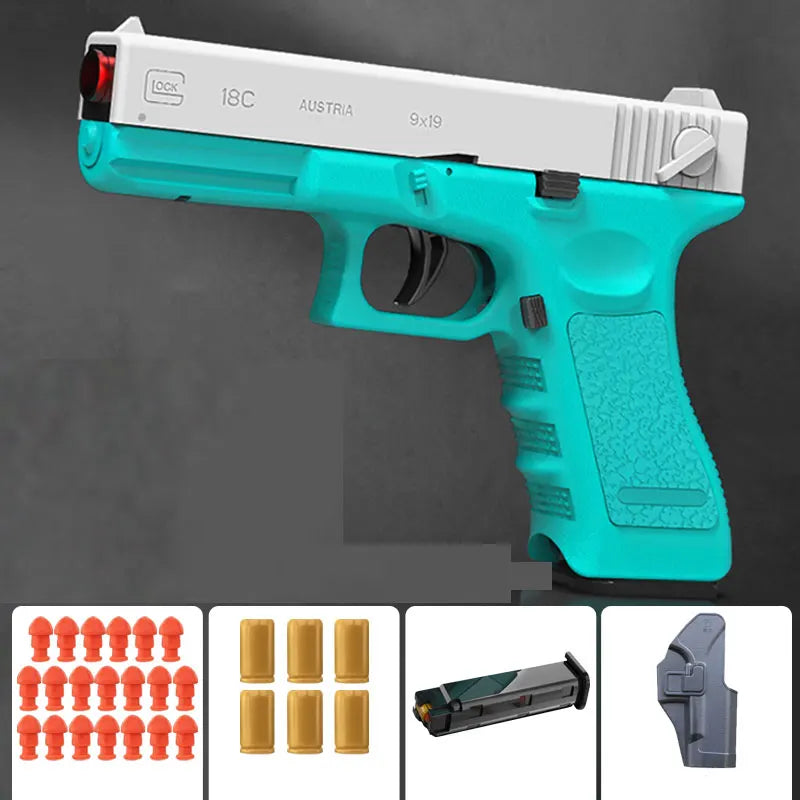 New Black Toy Gun EVA Foam Dart Bullet Gun Simulation Model Pistol Beginner Aiming Training Pistol （continuous Emission）