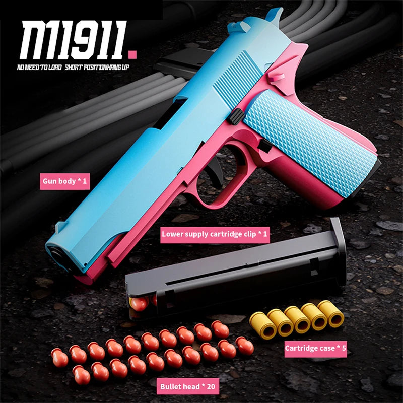 New Black Toy Gun EVA Foam Dart Bullet Gun Simulation Model Pistol Beginner Aiming Training Pistol （continuous Emission）