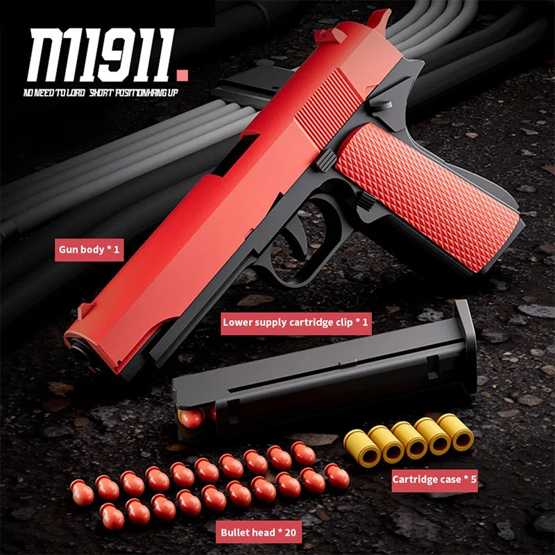 New Black Toy Gun EVA Foam Dart Bullet Gun Simulation Model Pistol Beginner Aiming Training Pistol （continuous Emission）