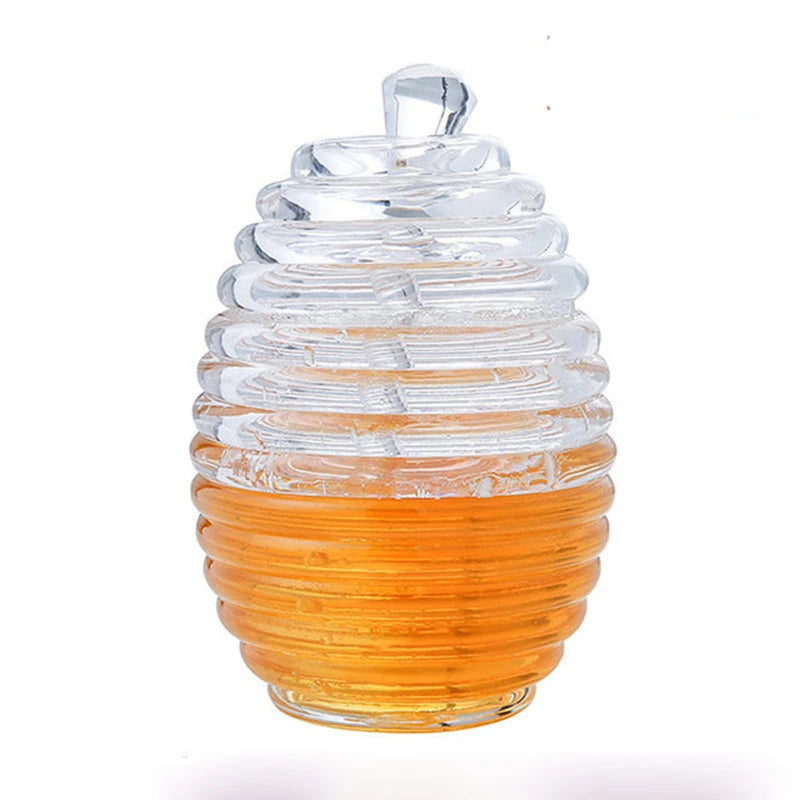 Glass Honeycomb Tank Kitchen Tools Honey Storage Container with Dipper and Lid Honey Bottle for Wedding Party Kitchen Home