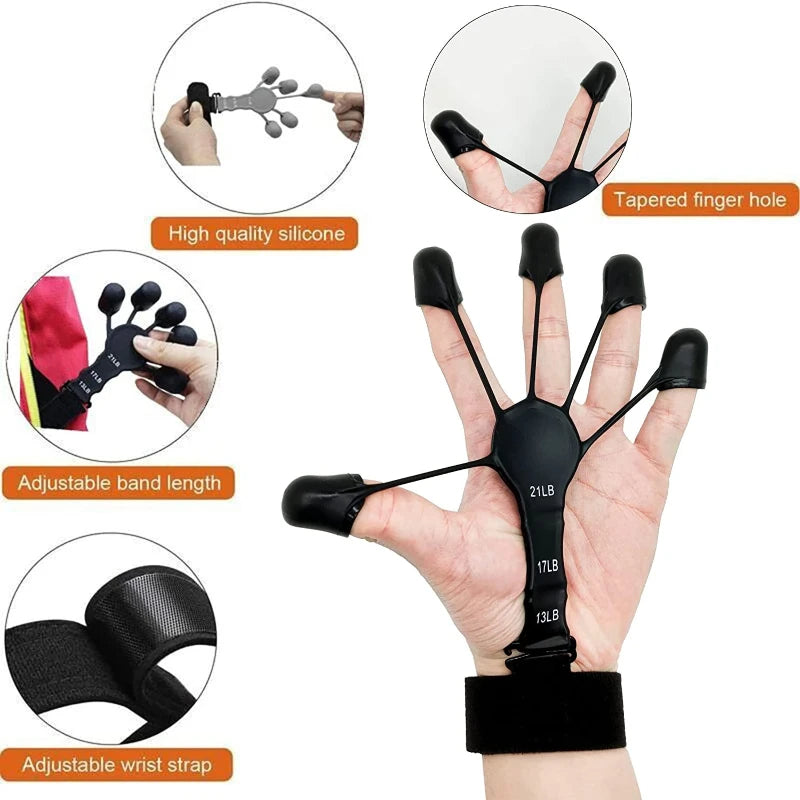 1pcs Silicone Gripster Grip Strengthener Finger Stretcher Hand Grip Trainer Gym Fitness Training And Exercise Hand Strengthene