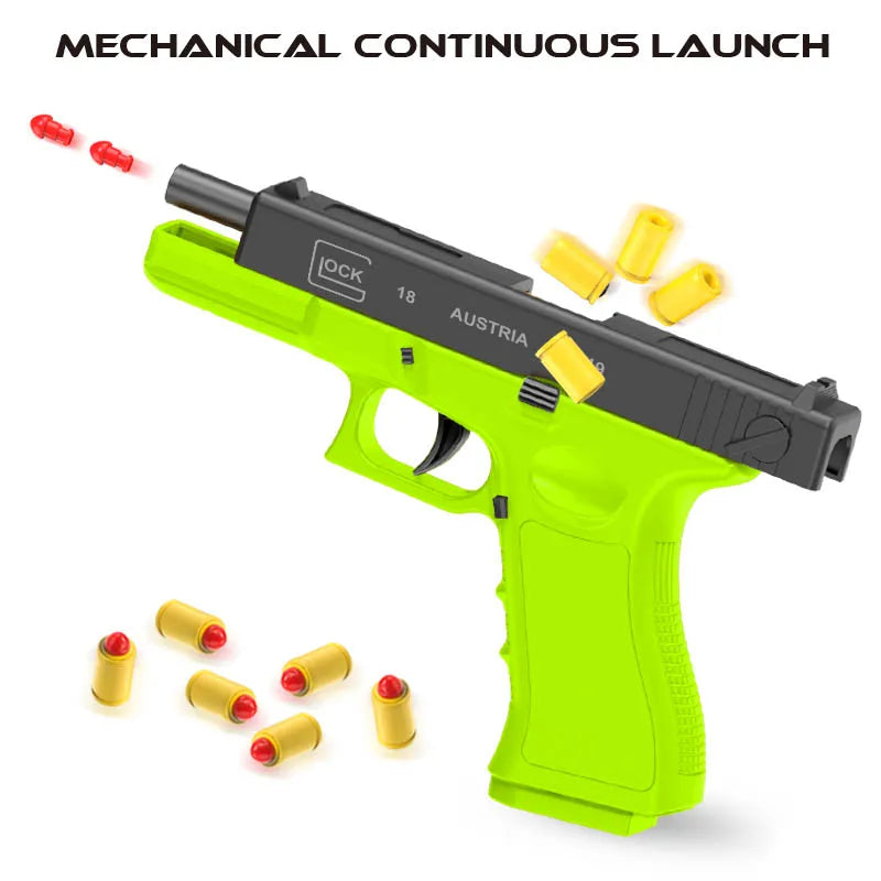 New Black Toy Gun EVA Foam Dart Bullet Gun Simulation Model Pistol Beginner Aiming Training Pistol （continuous Emission）