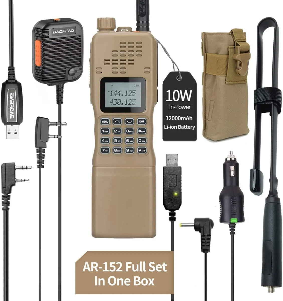 BAOFENG AR-152 Walkie Talkie Dual Band High Power 12000mAh Long Range Upgraded UV-5R Ham Radio Two Way Radio For Outdoor