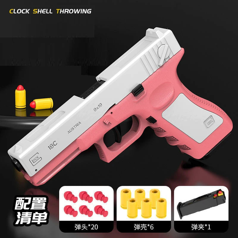 New Black Toy Gun EVA Foam Dart Bullet Gun Simulation Model Pistol Beginner Aiming Training Pistol （continuous Emission）